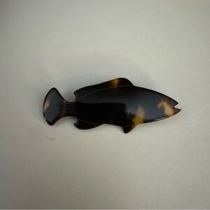 Vintage Brown Trout Brooch Etched